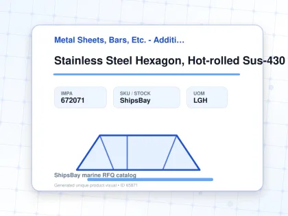 Stainless Steel Hexagon, Hot-rolled Sus-430 32mm 12feet - Metal Sheets, Bars, Etc. - Additional Items - IMPA 672071 - UOM LGH