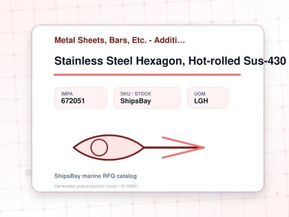 Stainless Steel Hexagon, Hot-rolled Sus-430 32mm 3mtr - Metal Sheets, Bars, Etc. - Additional Items - IMPA 672051 - UOM LGH