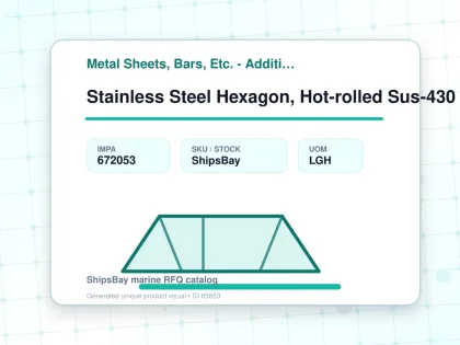 Stainless Steel Hexagon, Hot-rolled Sus-430 38mm 3mtr - Metal Sheets, Bars, Etc. - Additional Items - IMPA 672053 - UOM LGH