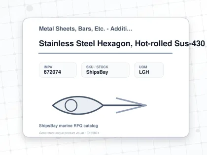 Stainless Steel Hexagon, Hot-rolled Sus-430 41mm 12feet - Metal Sheets, Bars, Etc. - Additional Items - IMPA 672074 - UOM LGH