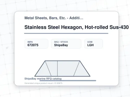 Stainless Steel Hexagon, Hot-rolled Sus-430 46mm 12feet - Metal Sheets, Bars, Etc. - Additional Items - IMPA 672075 - UOM LGH