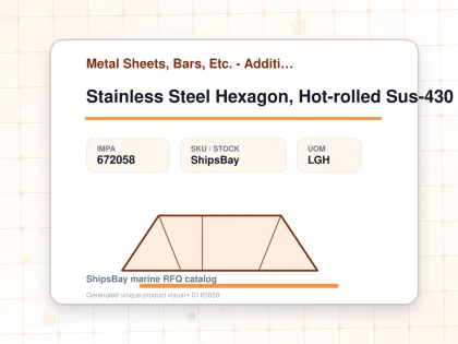 Stainless Steel Hexagon, Hot-rolled Sus-430 58mm 3mtr - Metal Sheets, Bars, Etc. - Additional Items - IMPA 672058 - UOM LGH