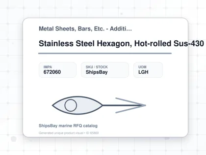 Stainless Steel Hexagon, Hot-rolled Sus-430 67mm 3mtr - Metal Sheets, Bars, Etc. - Additional Items - IMPA 672060 - UOM LGH