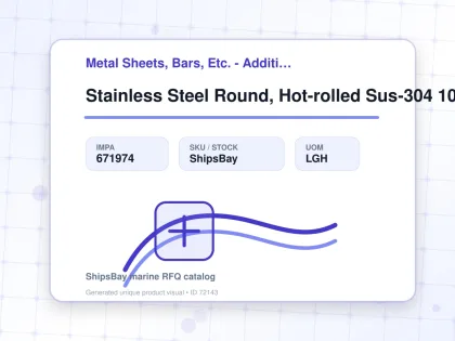 Stainless Steel Round, Hot-rolled Sus-304 100mm 3mtr - Metal Sheets, Bars, Etc. - Additional Items - IMPA 671974 - UOM LGH
