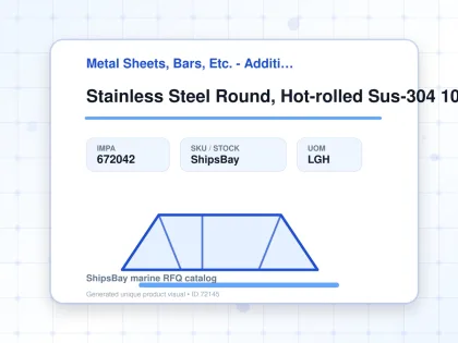 Stainless Steel Round, Hot-rolled Sus-304 100mm 6mtr - Metal Sheets, Bars, Etc. - Additional Items - IMPA 672042 - UOM LGH