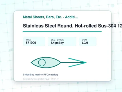 Stainless Steel Round, Hot-rolled Sus-304 12mm 3mtr - Metal Sheets, Bars, Etc. - Additional Items - IMPA 671900 - UOM LGH