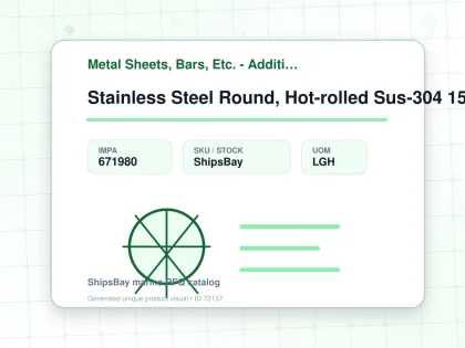 Stainless Steel Round, Hot-rolled Sus-304 15mm 12feet - Metal Sheets, Bars, Etc. - Additional Items - IMPA 671980 - UOM LGH
