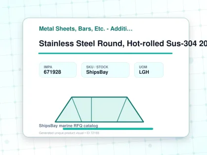 Stainless Steel Round, Hot-rolled Sus-304 20mm 3mtr - Metal Sheets, Bars, Etc. - Additional Items - IMPA 671928 - UOM LGH