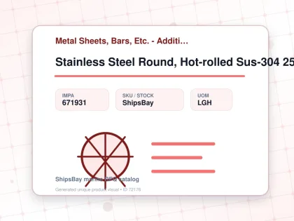 Stainless Steel Round, Hot-rolled Sus-304 25mm 3mtr - Metal Sheets, Bars, Etc. - Additional Items - IMPA 671931 - UOM LGH