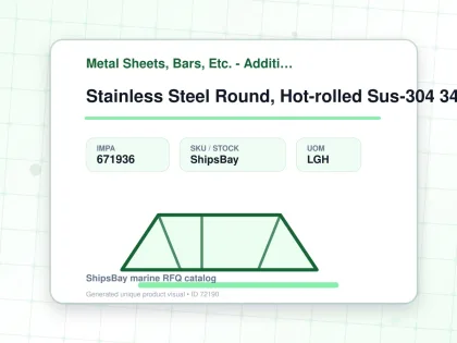 Stainless Steel Round, Hot-rolled Sus-304 34mm 3mtr - Metal Sheets, Bars, Etc. - Additional Items - IMPA 671936 - UOM LGH