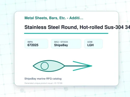Stainless Steel Round, Hot-rolled Sus-304 34mm 6mtr - Metal Sheets, Bars, Etc. - Additional Items - IMPA 672025 - UOM LGH