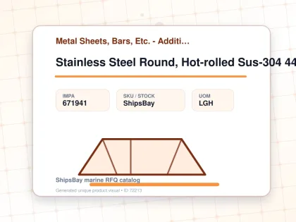 Stainless Steel Round, Hot-rolled Sus-304 44mm 3mtr - Metal Sheets, Bars, Etc. - Additional Items - IMPA 671941 - UOM LGH