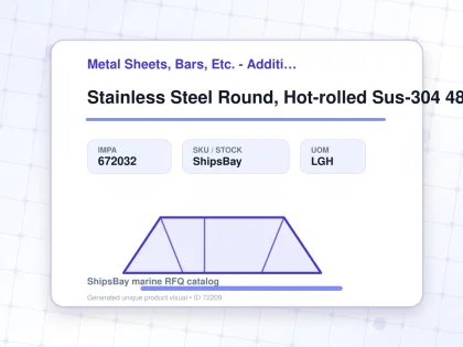 Stainless Steel Round, Hot-rolled Sus-304 48mm 6mtr - Metal Sheets, Bars, Etc. - Additional Items - IMPA 672032 - UOM LGH