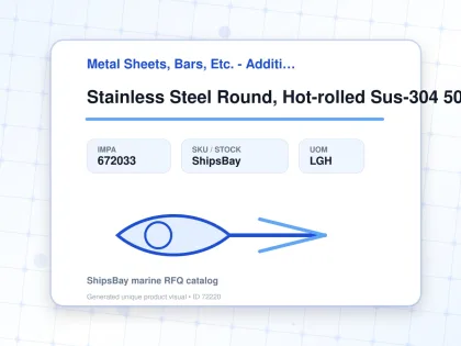 Stainless Steel Round, Hot-rolled Sus-304 50mm 6mtr - Metal Sheets, Bars, Etc. - Additional Items - IMPA 672033 - UOM LGH