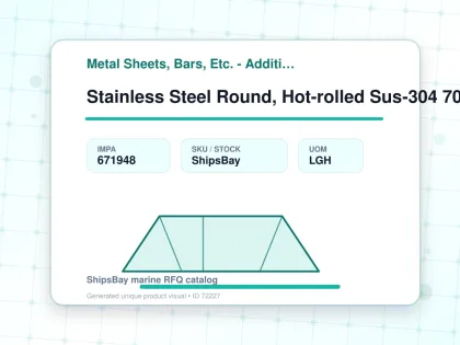Stainless Steel Round, Hot-rolled Sus-304 70mm 3mtr - Metal Sheets, Bars, Etc. - Additional Items - IMPA 671948 - UOM LGH