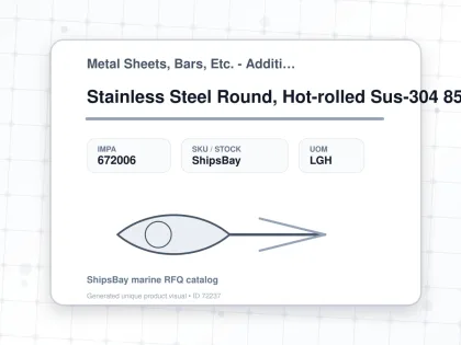 Stainless Steel Round, Hot-rolled Sus-304 85mm 12feet - Metal Sheets, Bars, Etc. - Additional Items - IMPA 672006 - UOM LGH
