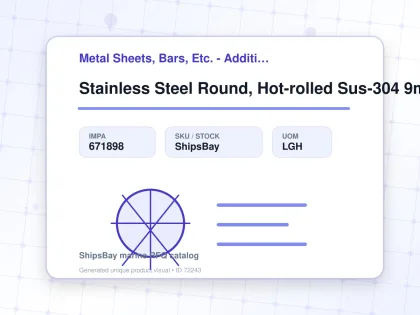 Stainless Steel Round, Hot-rolled Sus-304 9mm 3mtr - Metal Sheets, Bars, Etc. - Additional Items - IMPA 671898 - UOM LGH