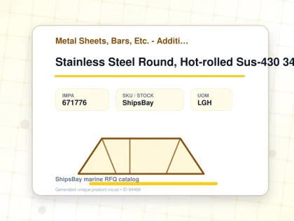 Stainless Steel Round, Hot-rolled Sus-430 34mm 3mtr - Metal Sheets, Bars, Etc. - Additional Items - IMPA 671776 - UOM LGH