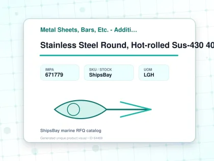 Stainless Steel Round, Hot-rolled Sus-430 40mm 3mtr - Metal Sheets, Bars, Etc. - Additional Items - IMPA 671779 - UOM LGH