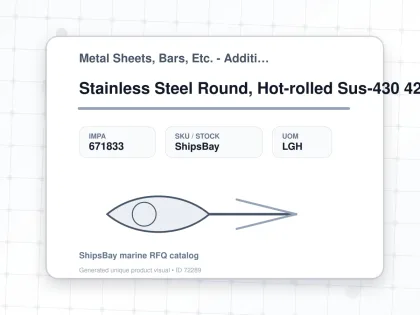 Stainless Steel Round, Hot-rolled Sus-430 42mm 12feet - Metal Sheets, Bars, Etc. - Additional Items - IMPA 671833 - UOM LGH