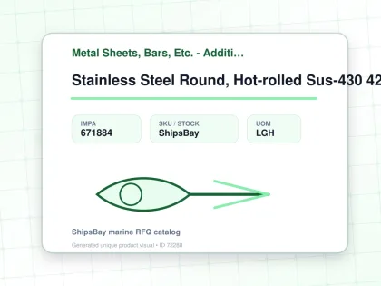 Stainless Steel Round, Hot-rolled Sus-430 42mm 6mtr - Metal Sheets, Bars, Etc. - Additional Items - IMPA 671884 - UOM LGH