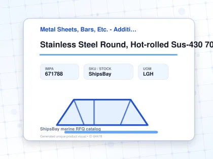 Stainless Steel Round, Hot-rolled Sus-430 70mm 3mtr - Metal Sheets, Bars, Etc. - Additional Items - IMPA 671788 - UOM LGH