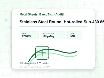 Stainless Steel Round, Hot-rolled Sus-430 85mm 6mtr - Metal Sheets, Bars, Etc. - Additional Items - IMPA 671895 - UOM LGH