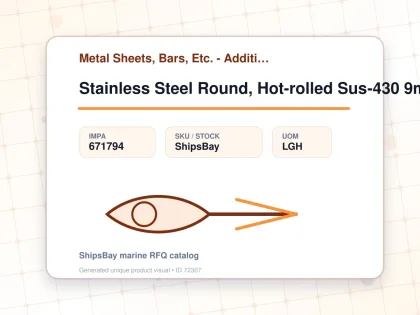 Stainless Steel Round, Hot-rolled Sus-430 9mm 12feet - Metal Sheets, Bars, Etc. - Additional Items - IMPA 671794 - UOM LGH