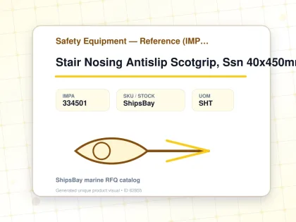 Stair Nosing Antislip Scotgrip, Ssn 40x450mm Safe Yellow Fine - Safety Equipment — Reference (IMPA) - IMPA 334501 - UOM SHT