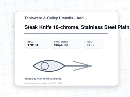 Steak Knife 18-chrome, Stainless Steel Plain Handle - Tableware & Galley Utensils - Additional Items - IMPA 170181 - UOM PCS