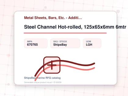 Steel Channel Hot-rolled, 125x65x6mm 6mtr - Metal Sheets, Bars, Etc. - Additional Items - IMPA 670765 - UOM LGH
