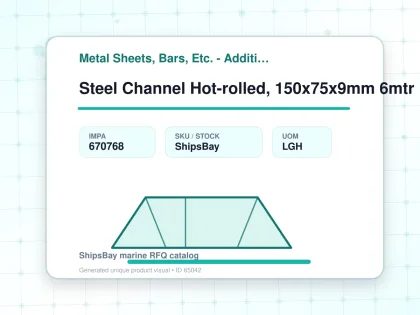 Steel Channel Hot-rolled, 150x75x9mm 6mtr - Metal Sheets, Bars, Etc. - Additional Items - IMPA 670768 - UOM LGH