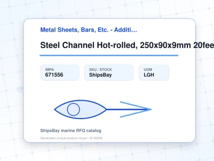 Steel Channel Hot-rolled, 250x90x9mm 20feet - Metal Sheets, Bars, Etc. - Additional Items - IMPA 671556 - UOM LGH