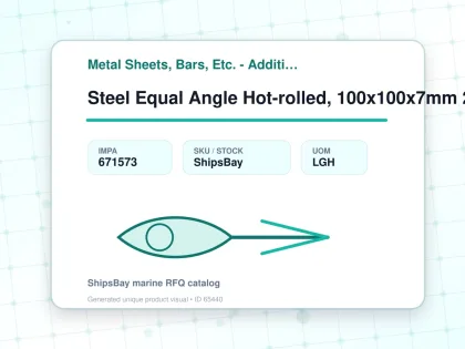 Steel Equal Angle Hot-rolled, 100x100x7mm 20feet - Metal Sheets, Bars, Etc. - Additional Items - IMPA 671573 - UOM LGH