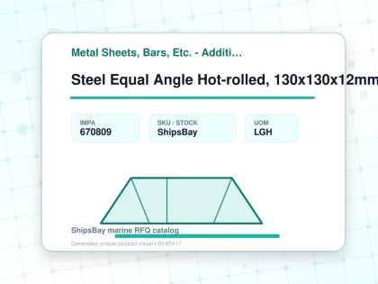 Steel Equal Angle Hot-rolled, 130x130x12mm 6mtr - Metal Sheets, Bars, Etc. - Additional Items - IMPA 670809 - UOM LGH