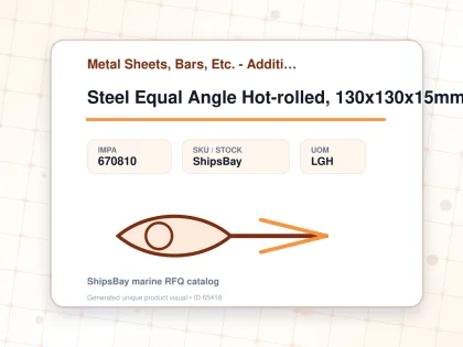 Steel Equal Angle Hot-rolled, 130x130x15mm 6mtr - Metal Sheets, Bars, Etc. - Additional Items - IMPA 670810 - UOM LGH