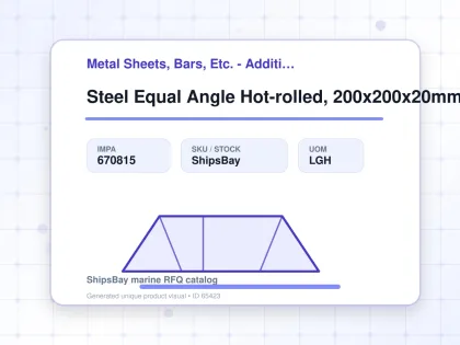 Steel Equal Angle Hot-rolled, 200x200x20mm 6mtr - Metal Sheets, Bars, Etc. - Additional Items - IMPA 670815 - UOM LGH