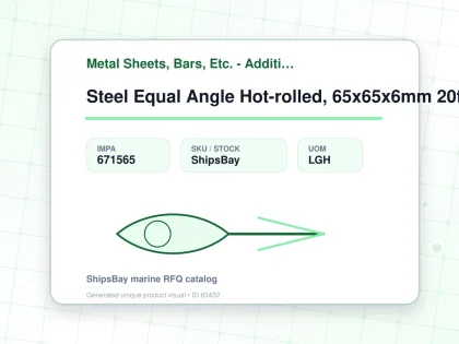 Steel Equal Angle Hot-rolled, 65x65x6mm 20feet - Metal Sheets, Bars, Etc. - Additional Items - IMPA 671565 - UOM LGH