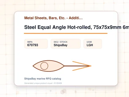 Steel Equal Angle Hot-rolled, 75x75x9mm 6mtr - Metal Sheets, Bars, Etc. - Additional Items - IMPA 670793 - UOM LGH