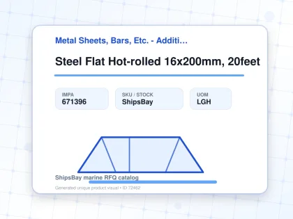 Steel Flat Hot-rolled 16x200mm, 20feet - Metal Sheets, Bars, Etc. - Additional Items - IMPA 671396 - UOM LGH