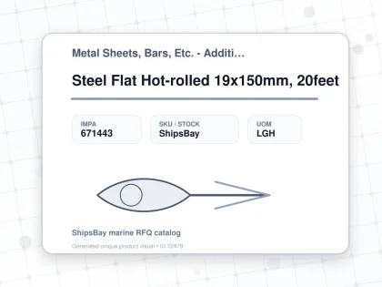 Steel Flat Hot-rolled 19x150mm, 20feet - Metal Sheets, Bars, Etc. - Additional Items - IMPA 671443 - UOM LGH