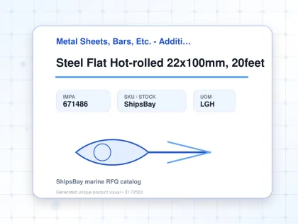 Steel Flat Hot-rolled 22x100mm, 20feet - Metal Sheets, Bars, Etc. - Additional Items - IMPA 671486 - UOM LGH