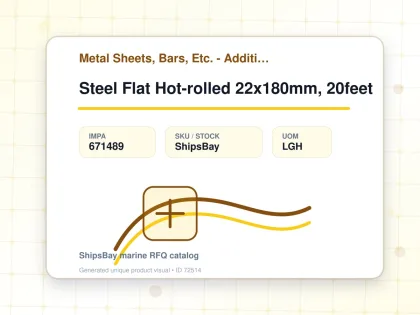 Steel Flat Hot-rolled 22x180mm, 20feet - Metal Sheets, Bars, Etc. - Additional Items - IMPA 671489 - UOM LGH