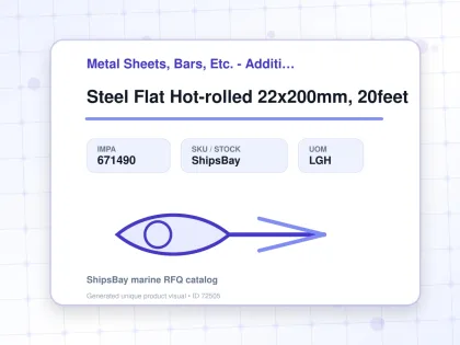 Steel Flat Hot-rolled 22x200mm, 20feet - Metal Sheets, Bars, Etc. - Additional Items - IMPA 671490 - UOM LGH