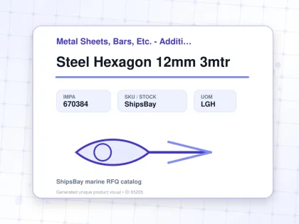 Steel Hexagon 12mm 3mtr - Metal Sheets, Bars, Etc. - Additional Items - IMPA 670384 - UOM LGH