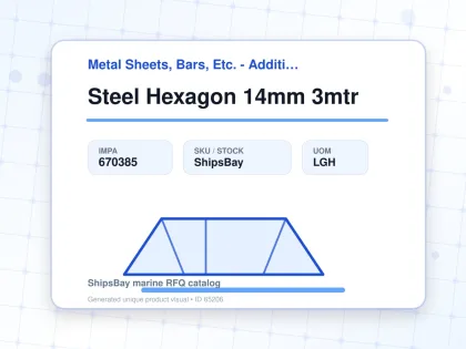 Steel Hexagon 14mm 3mtr - Metal Sheets, Bars, Etc. - Additional Items - IMPA 670385 - UOM LGH
