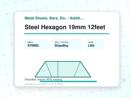 Steel Hexagon 19mm 12feet - Metal Sheets, Bars, Etc. - Additional Items - IMPA 670993 - UOM LGH