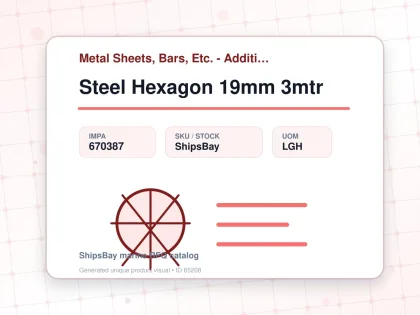 Steel Hexagon 19mm 3mtr - Metal Sheets, Bars, Etc. - Additional Items - IMPA 670387 - UOM LGH