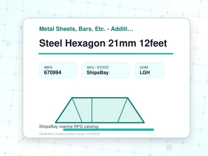 Steel Hexagon 21mm 12feet - Metal Sheets, Bars, Etc. - Additional Items - IMPA 670994 - UOM LGH