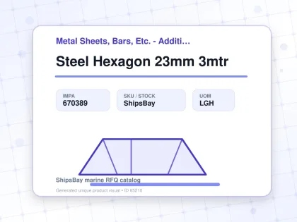 Steel Hexagon 23mm 3mtr - Metal Sheets, Bars, Etc. - Additional Items - IMPA 670389 - UOM LGH